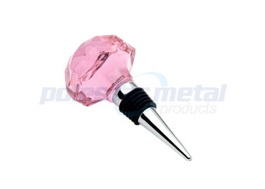 Custom Metal Hardware Pink Crystall Polished Chrome Zinc Alloy Decorative Wine Bottle Stoppers
